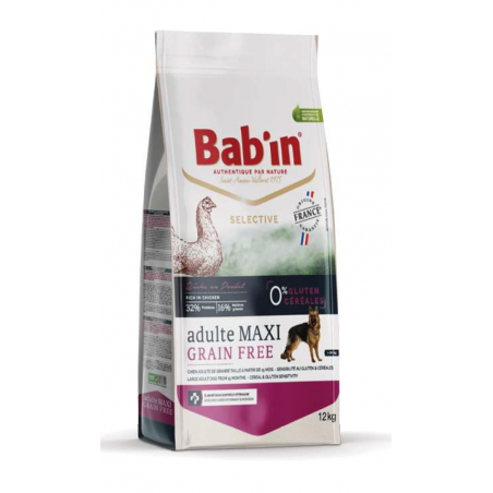 BAB'IN SELECTIVE - Chien Adulte Grande Race - Grain Free Au Poulet