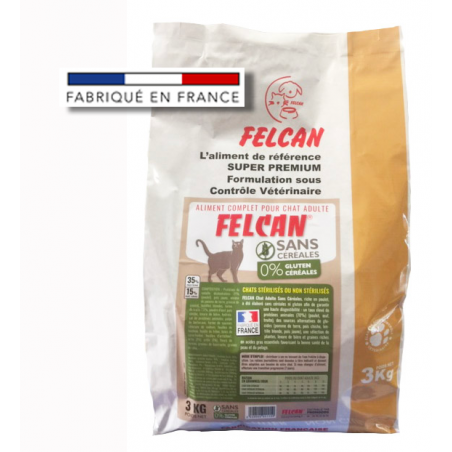 FELCAN Chat Adulte - Croquettes Sans Céréales