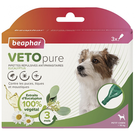 VETOPURE - 3 Pipettes Répulsives Antiparasitaires - Petit Chien